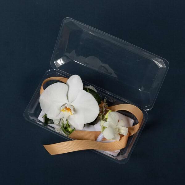 Set in a box with golden ribbon